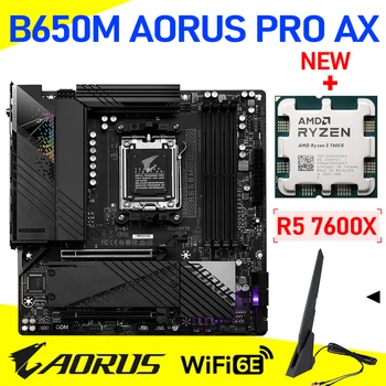 Gigabyte B650M AORUS PRO AX WIFI 6E AMD AM5 Alaplap Combo RYZEN R5 7600X CPU Gaming MATX Alaplap DDR5 128G PCIe 5.0 M2