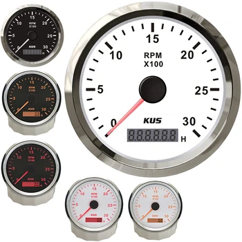 KUS Auto Benzin vagy dízelmotor Tachometers 85mm Tengeri 0-3000RPM fordulatszámot Busz Forradalom Méter 12v/24v a Hourmeters