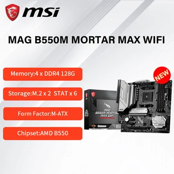 MSI MAG B550M HABARCS MAX WIFI DDR4 4400MHz Alaplap Támogatja az AMD Ryzen 5000 Sorozatú Processzorok AM4 Alaplapja PCIe 4.0 M-ATX